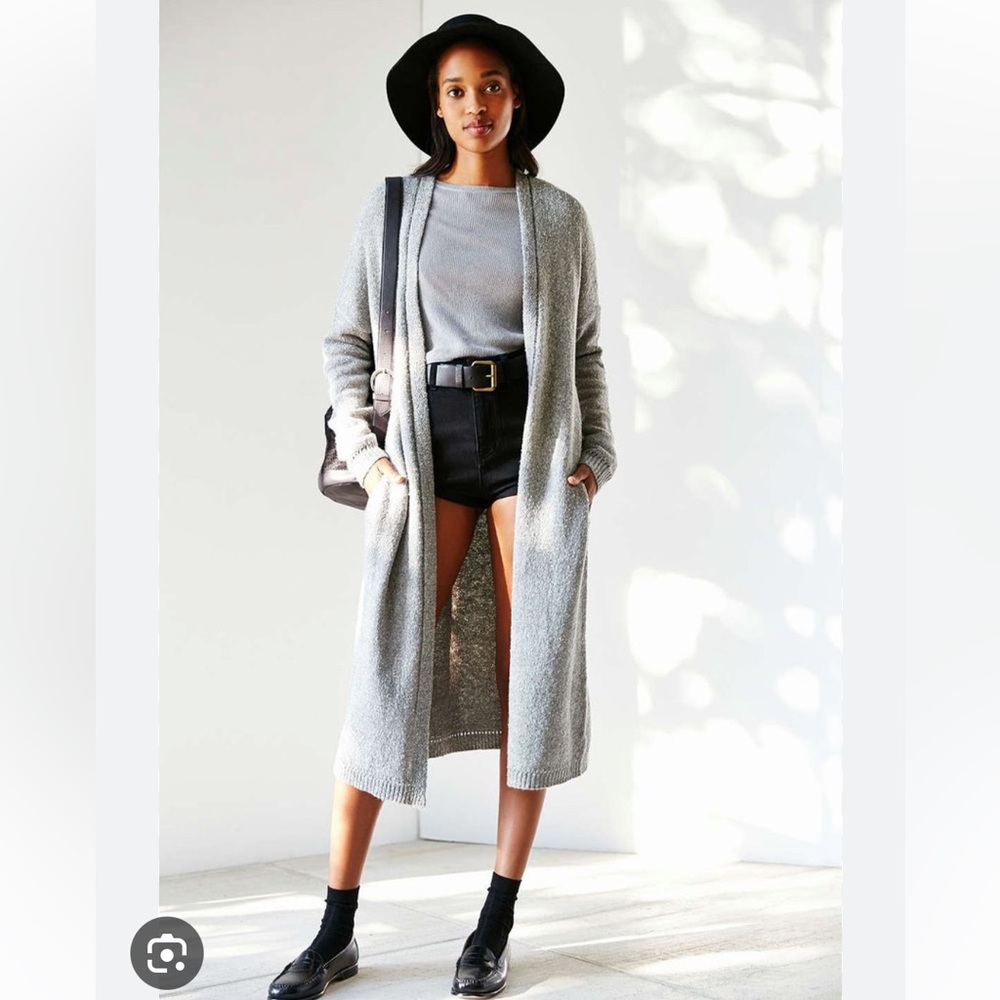 silence + noise gray maxi cardigan
